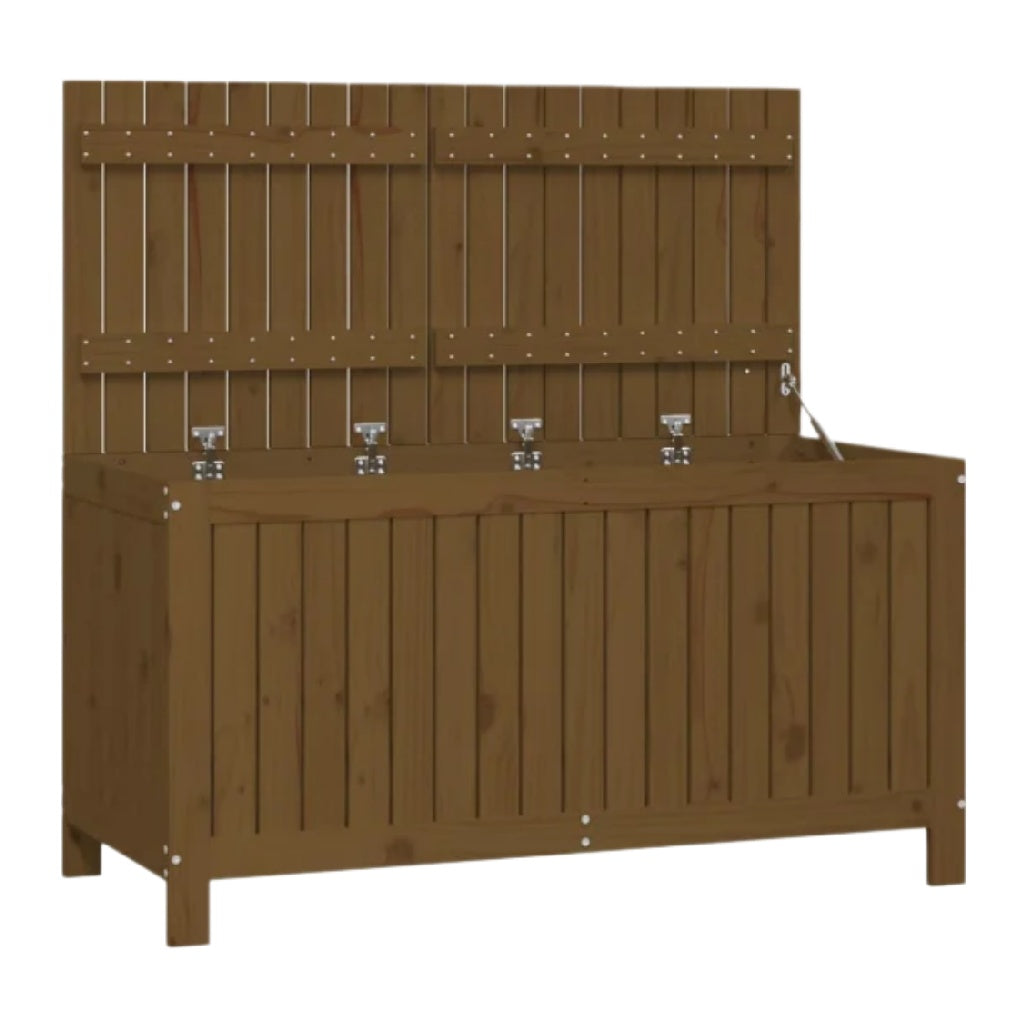 Wooden Outdoor Storage Bench with Backrest for Garden Use - 150 x 80 x 100