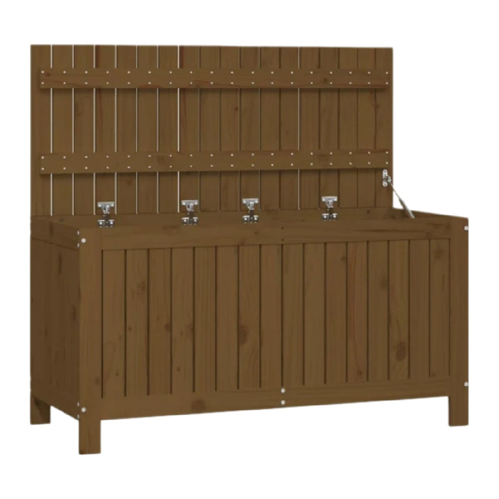 Wooden Outdoor Storage Bench with Backrest for Garden Use - 150 x 52 x 110